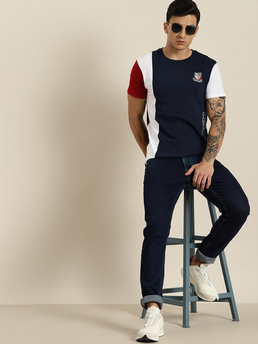 

Moda Rapido Typography Printed Pure Cotton T-shirt, Navy blue