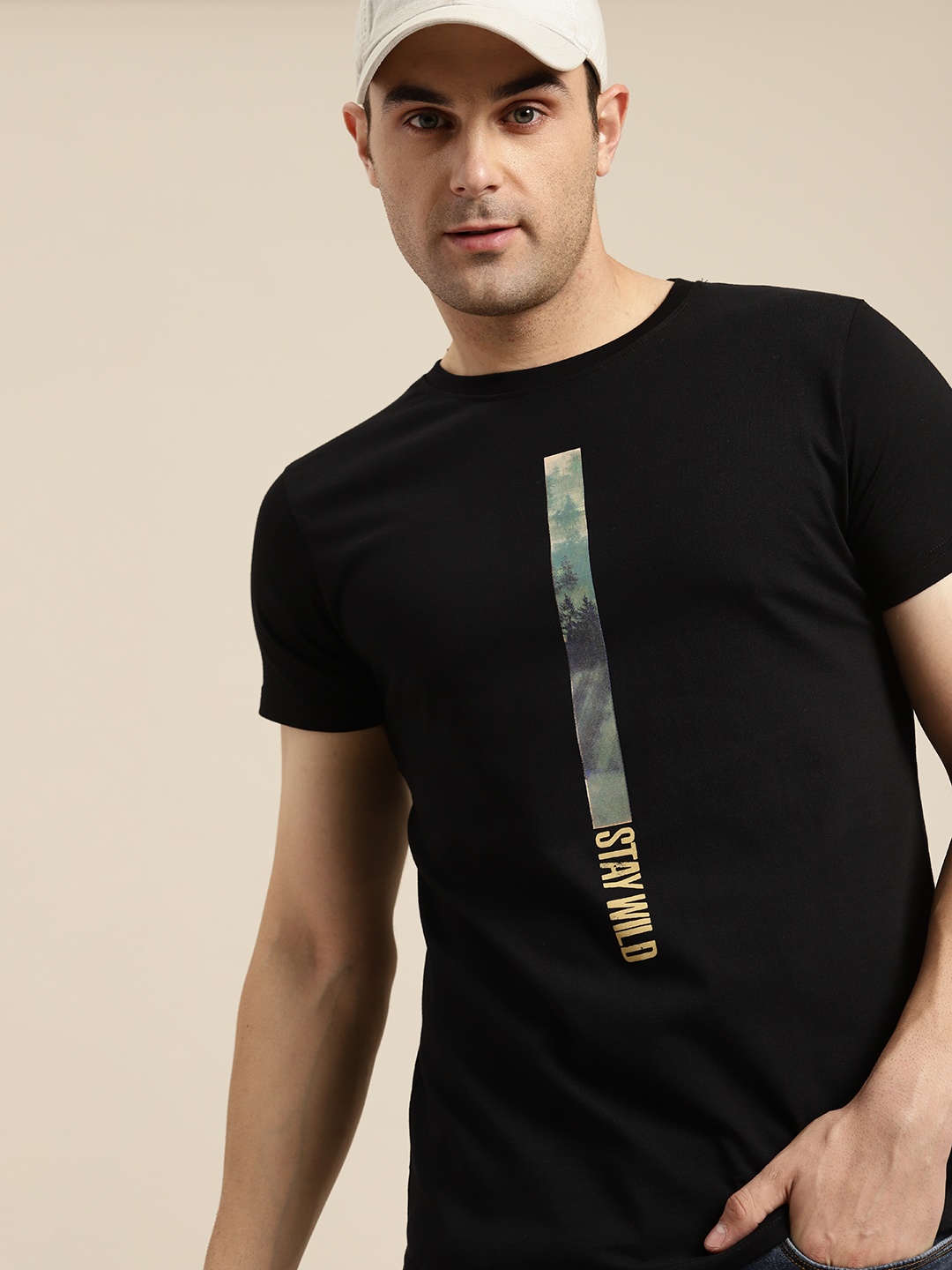 

Moda Rapido Men Printed Pure Cotton T-shirt, Black