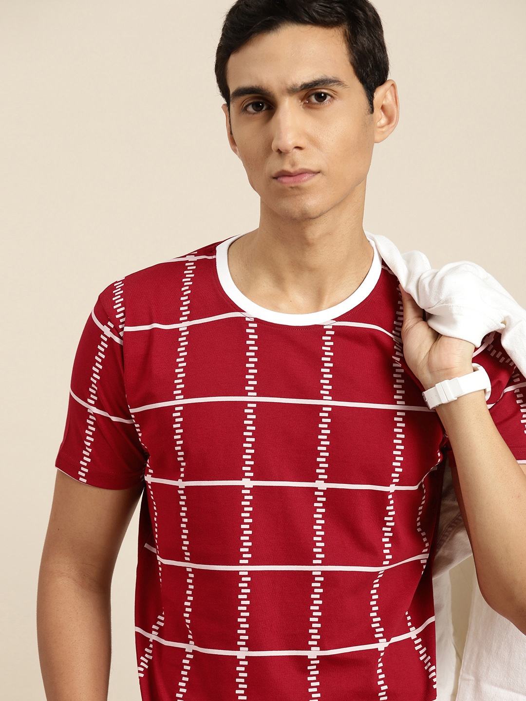 

Moda Rapido Printed Pure Cotton T-shirt, Maroon