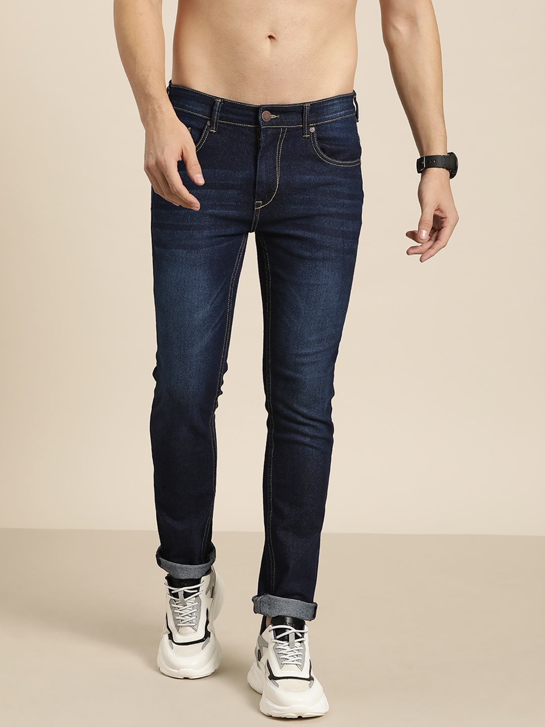 

HERE&NOW Men Skinny Fit Light Fade Jeans, Navy blue