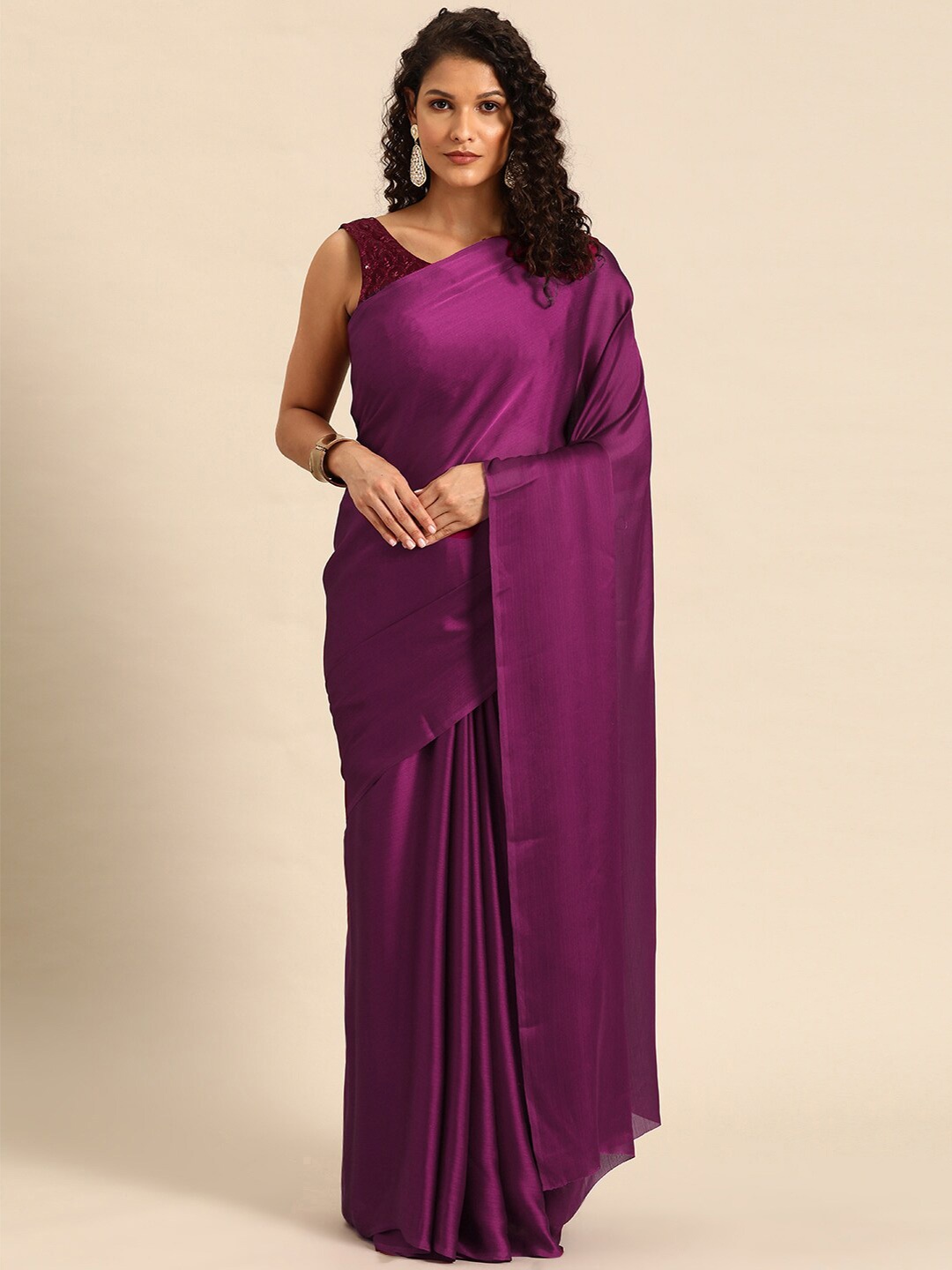 

Pisara Pure Georgette Saree, Burgundy