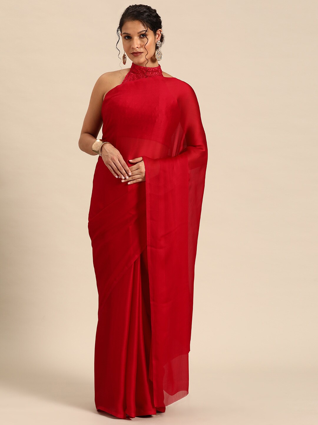 

Pisara Pure Georgette Saree, Red