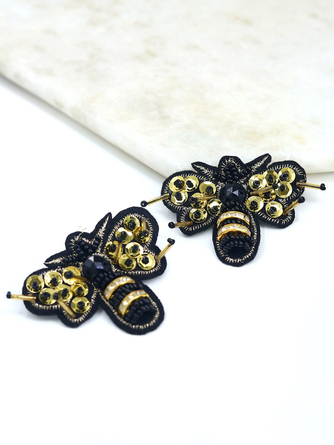 

Bellofox Black Contemporary Studs Earrings
