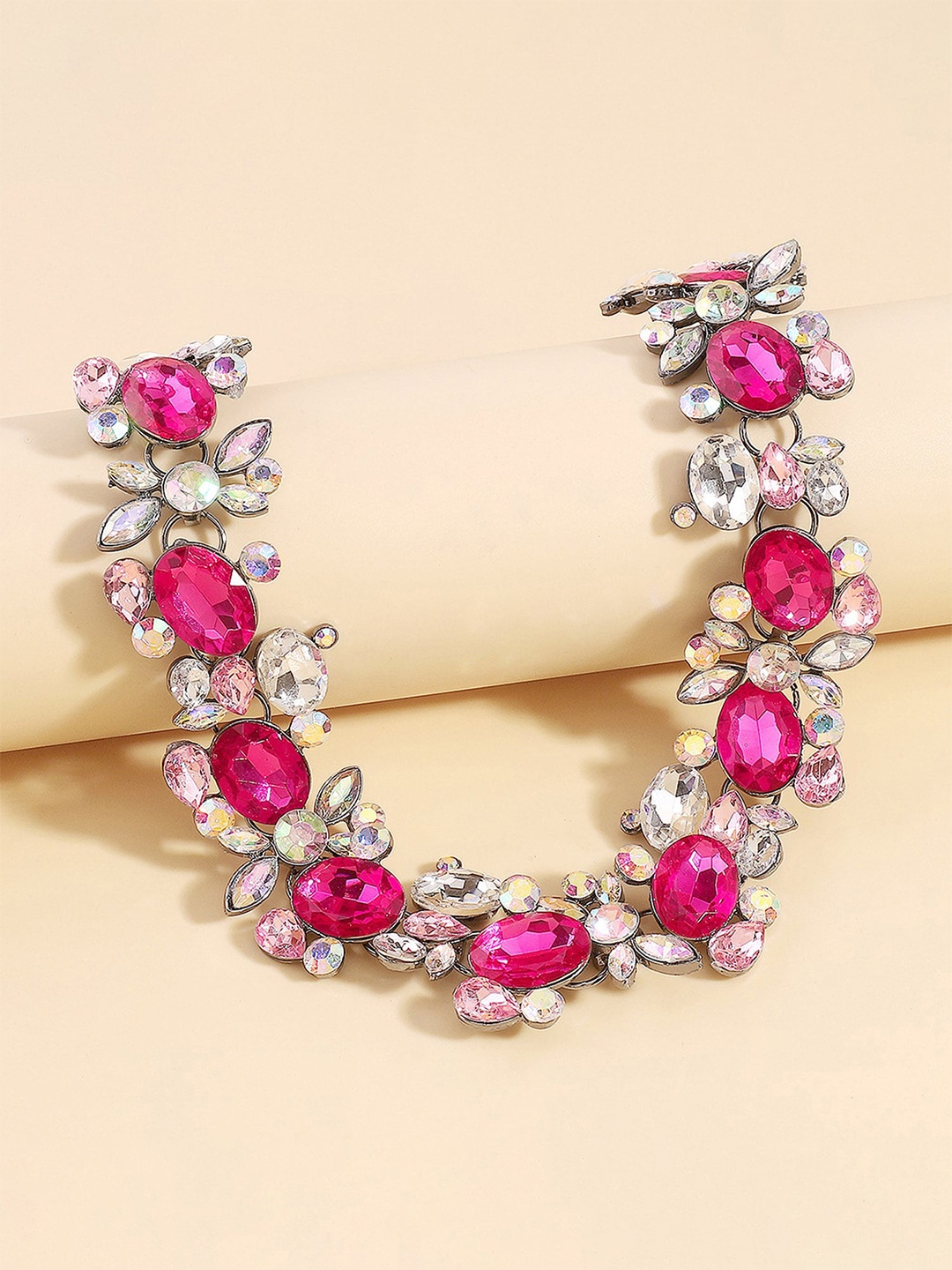 

Bellofox Silver-Plated Stone-Studded Choker Necklace