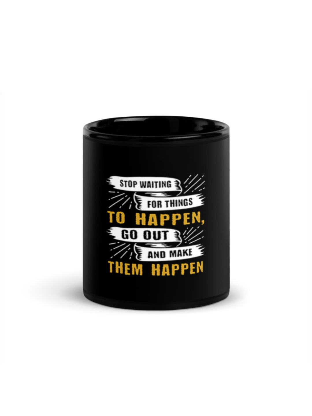 

RISH Black Printed Ceramic Tea Cups-325ml
