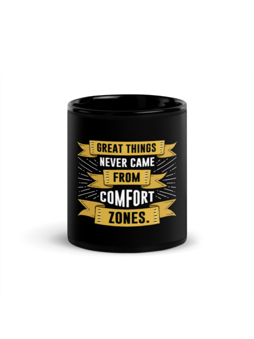 

RISH Black & Yellow Printed Ceramic Glossy Coffee Mug 325 ml