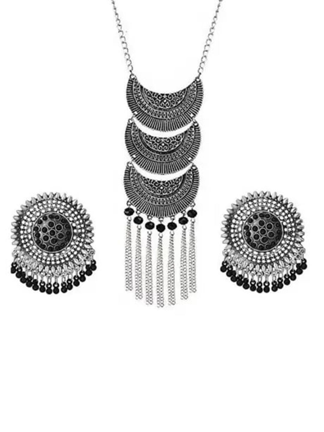 

Samridhi DC Women Silver -Plated Oxidised Necklace & Earrings