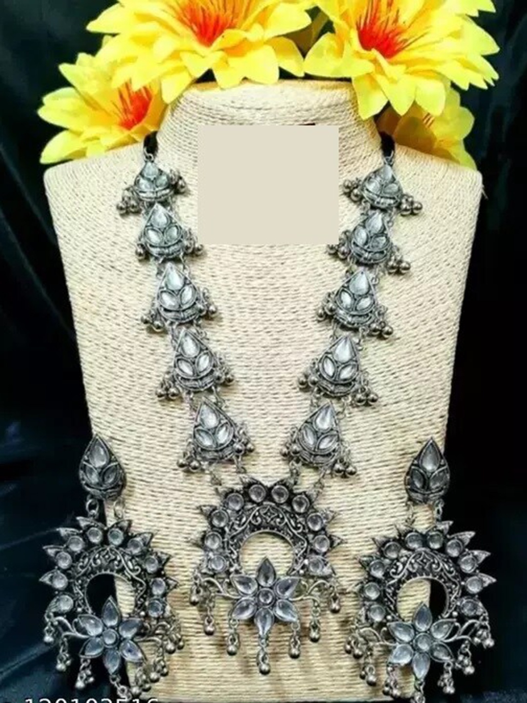 

Samridhi DC Silver-Plated Stone-Studded & Beaded Jewellery Set