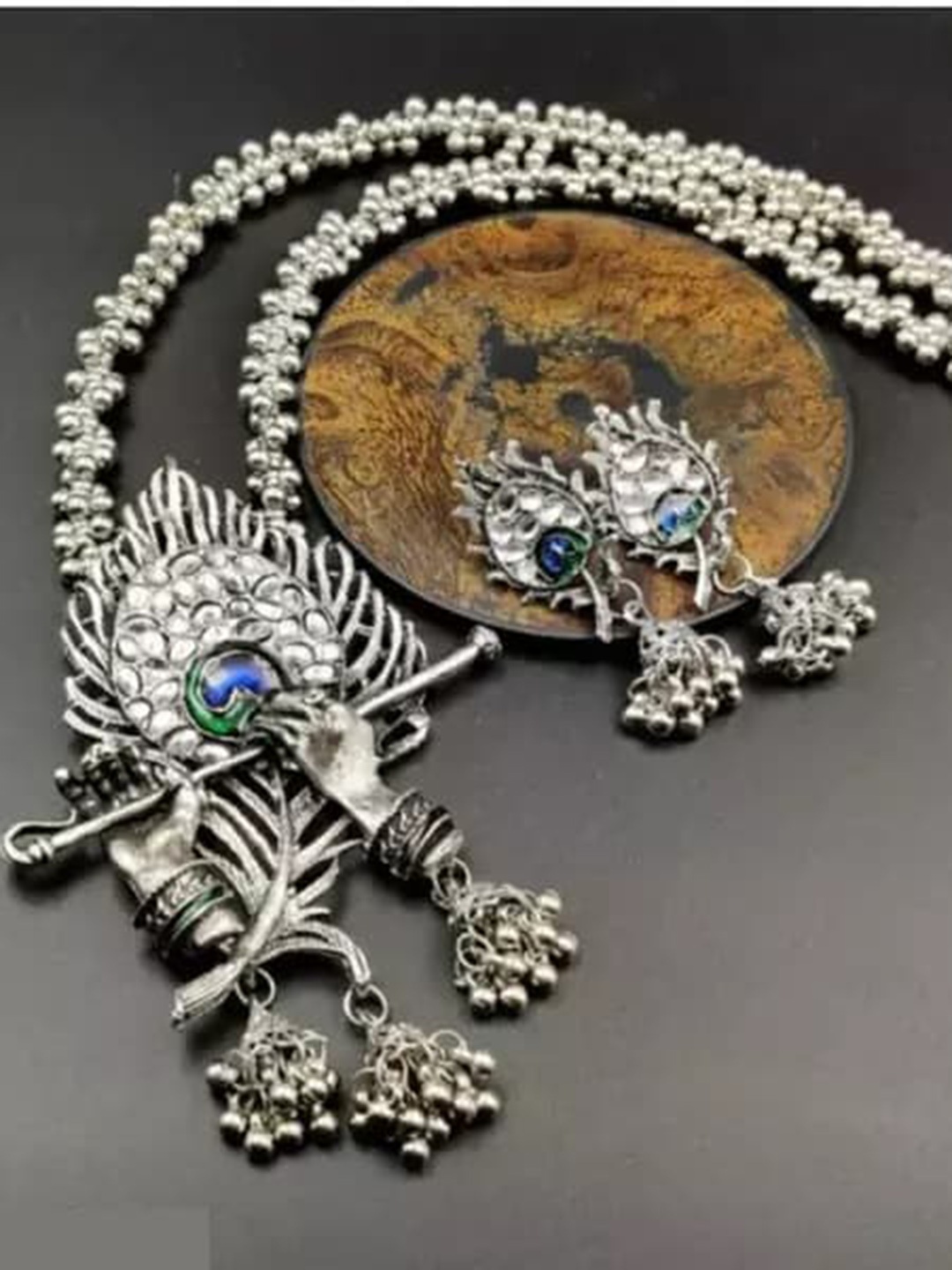 

Samridhi DC Set Of 2 Silver-Plated Oxidized Peacock Shaped Jewellery Set