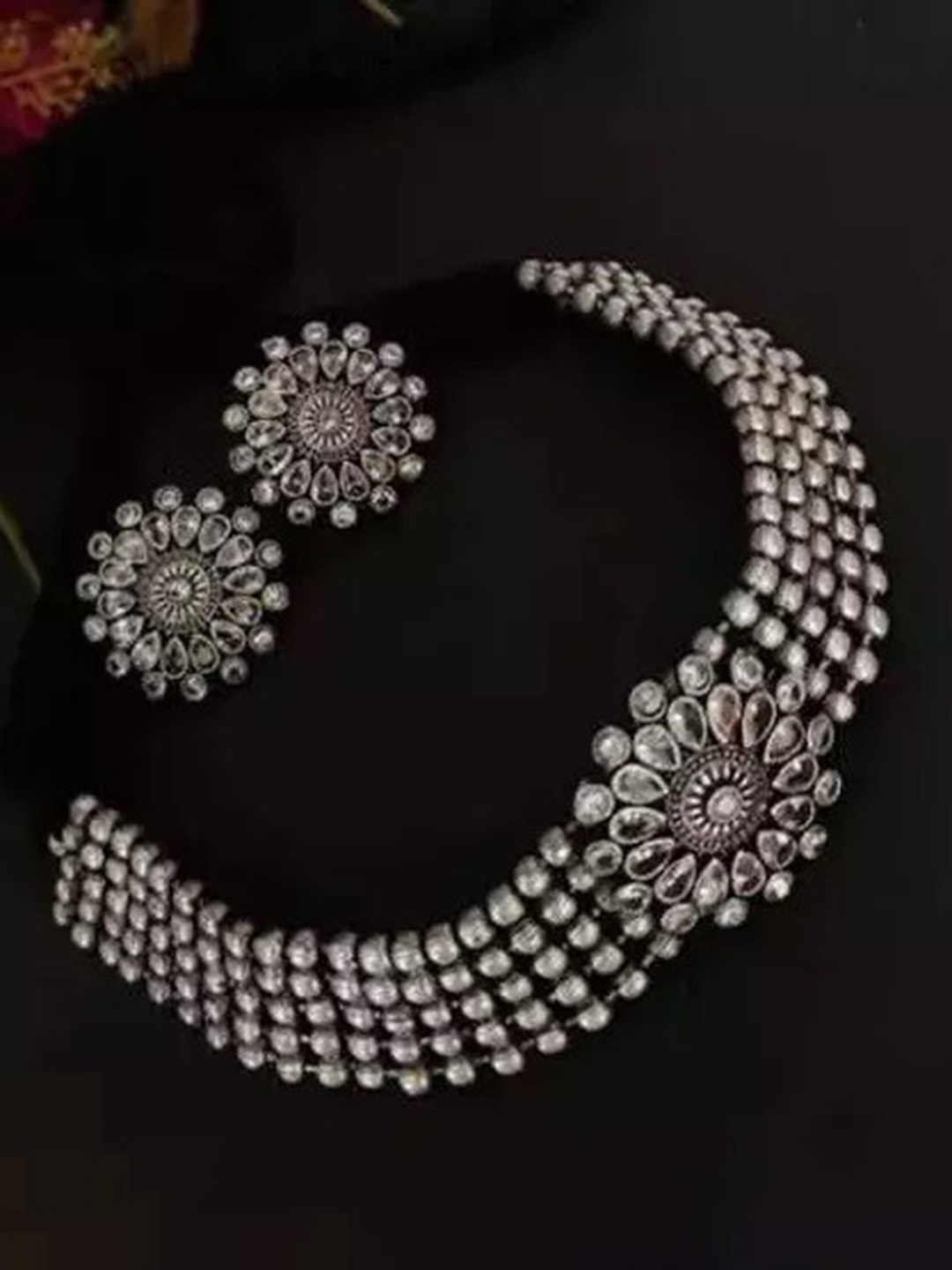 

Samridhi DC Set Of 2 Silver-Plated Stone Studded & Beaded Jewellery Set