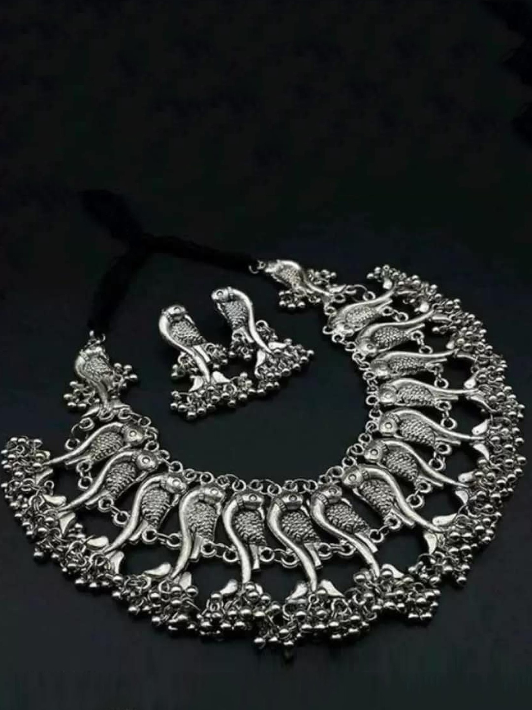 

Samridhi DC Set Of 2 Oxidised Silver-Plated Beaded Jewellery Set
