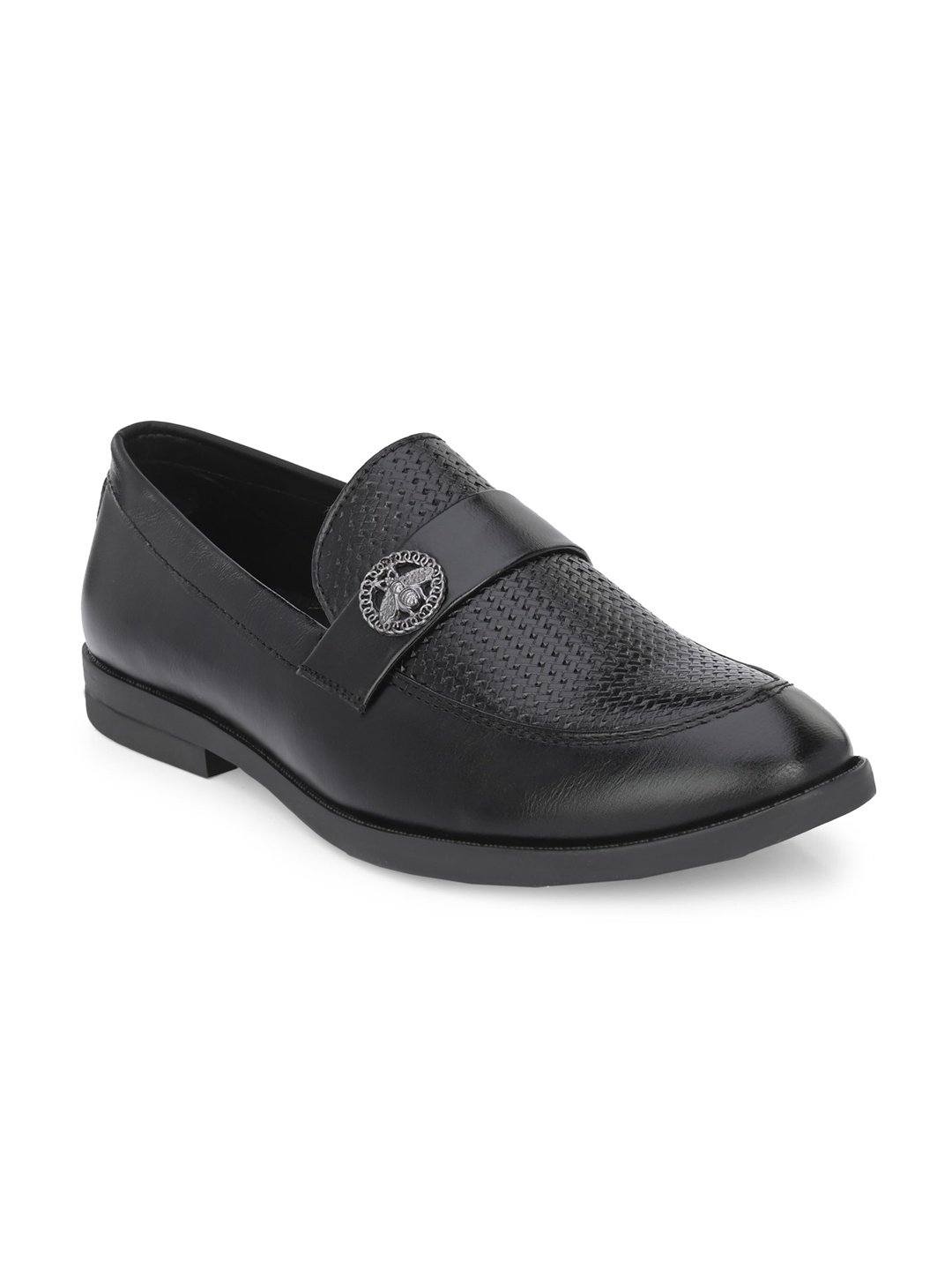 

Azzaro Black Men Textured Formal Loafers