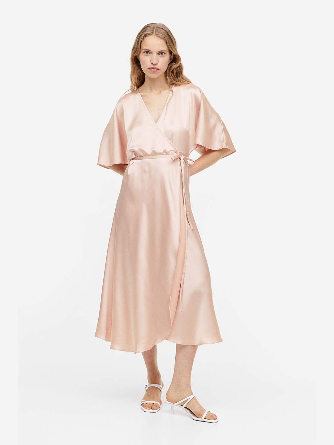 

H&M Wrapover Satin Dress, Pink