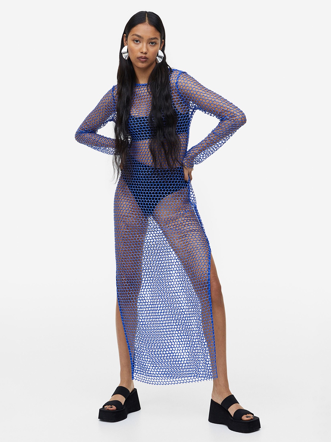 

H&M Glittery Net Dress, Blue