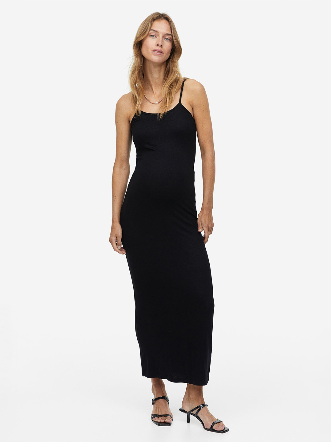 

H&M MAMA Long Ribbed Dress, Black
