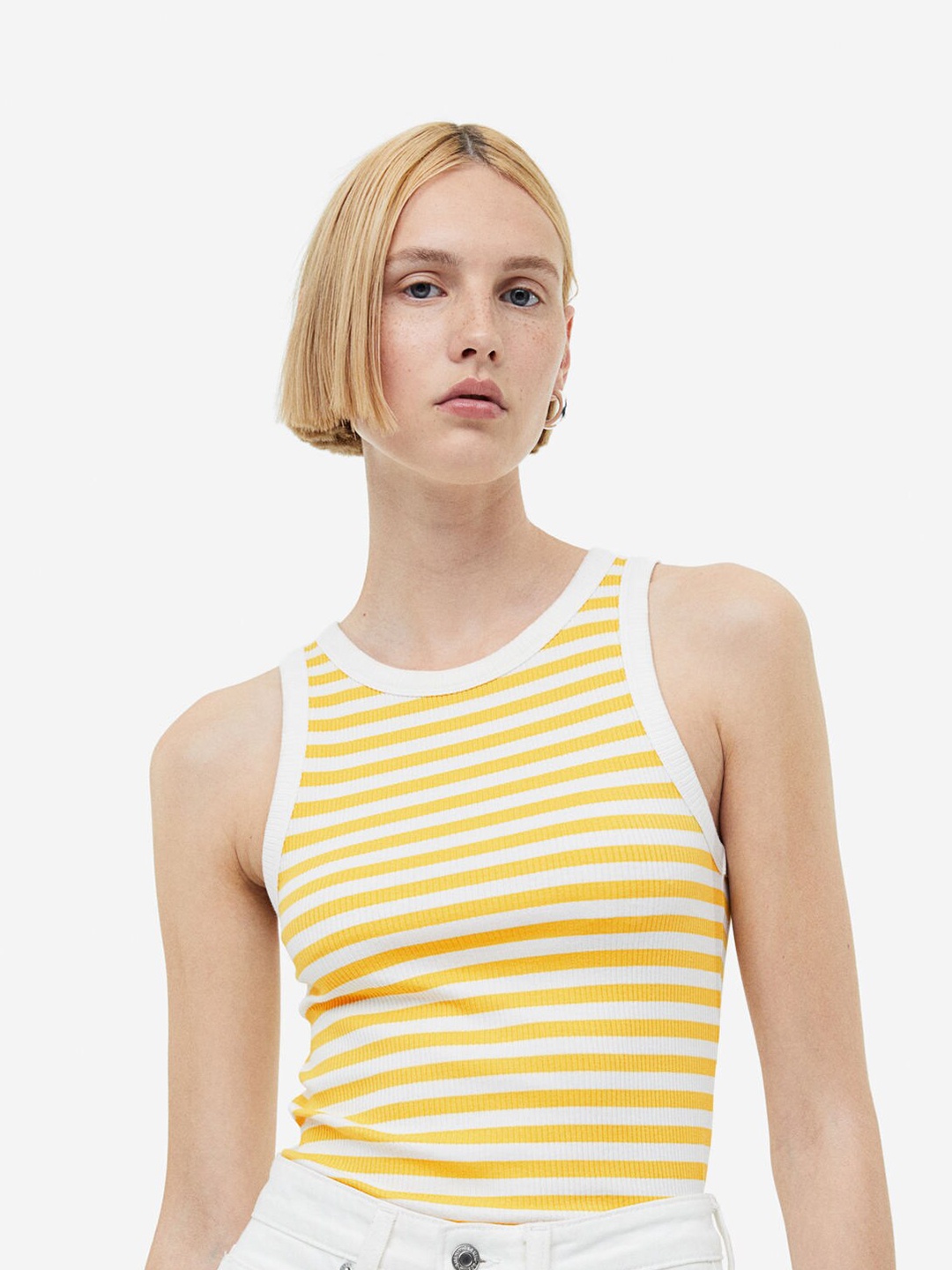 

H&M Ribbed Vest Top, Yellow
