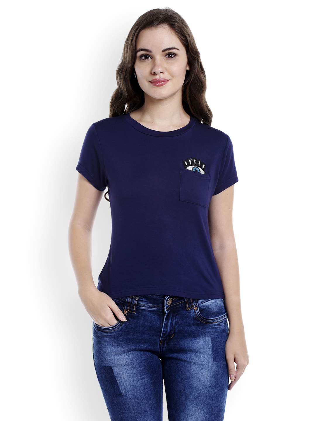 

Globus Women Navy Blue Solid Top