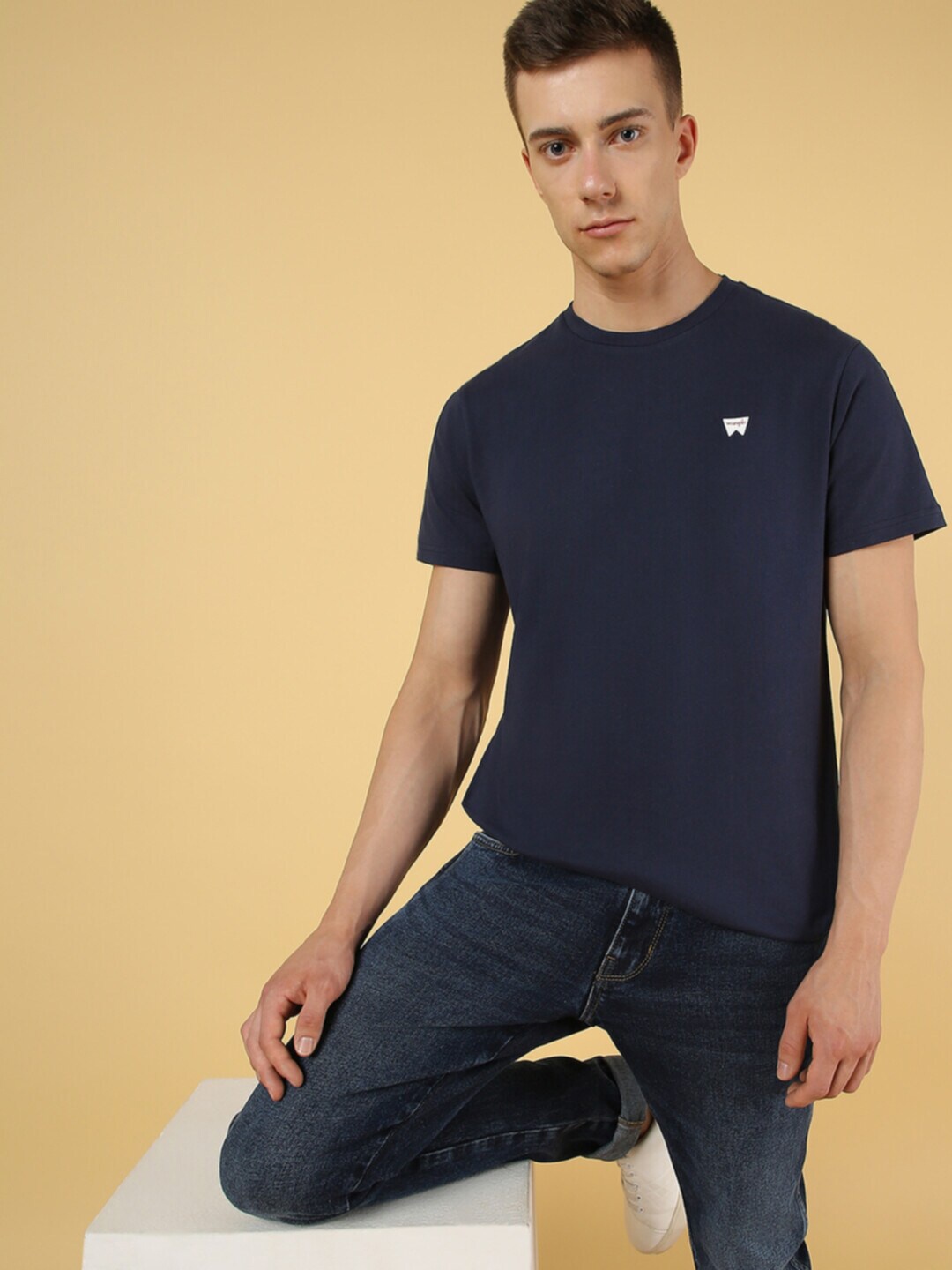 

Wrangler Round Neck Cotton T-shirt, Navy blue