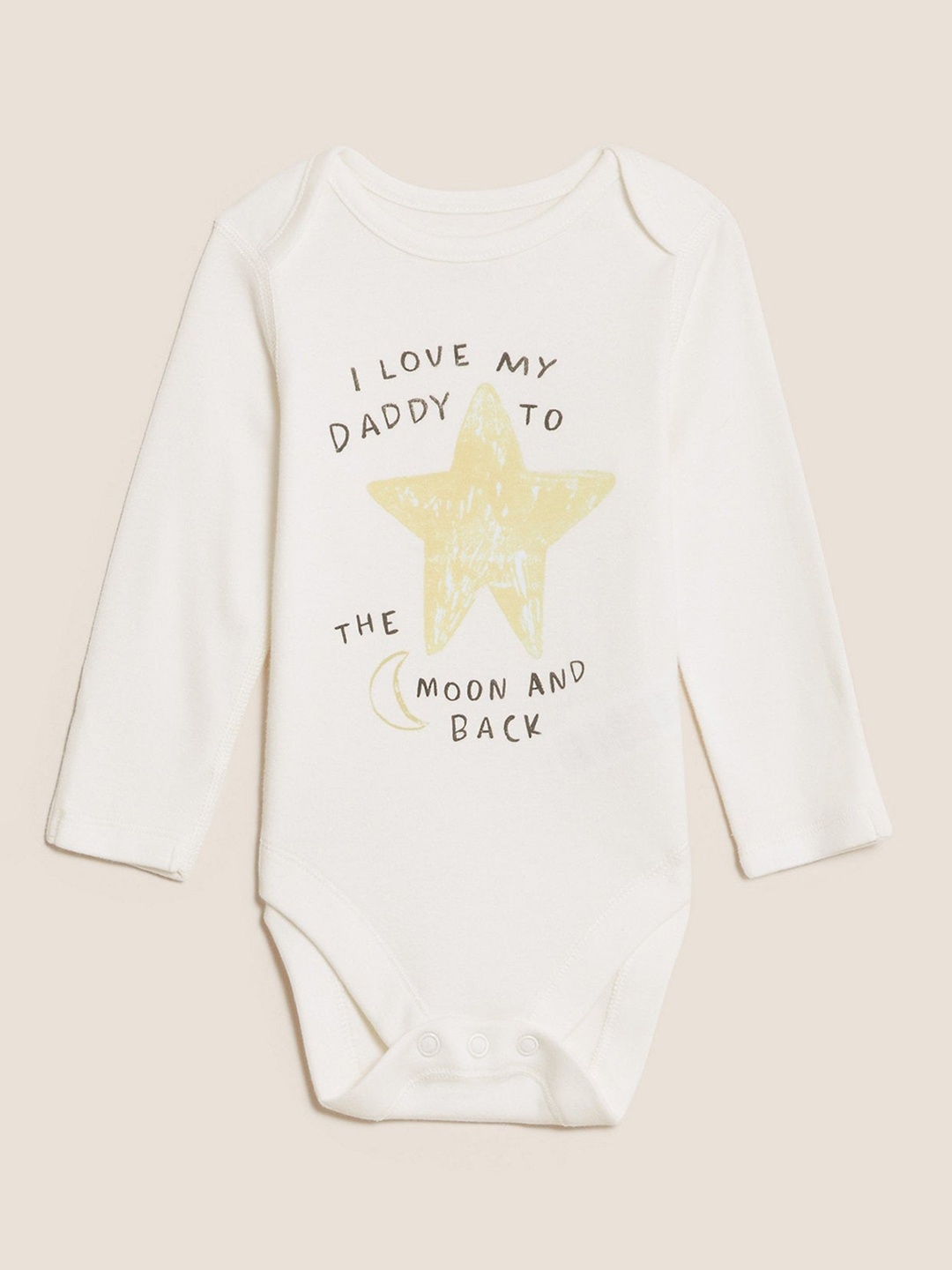 

Marks & Spencer Infants Kids Typography Printed Pure Cotton Bodysuit, Cream