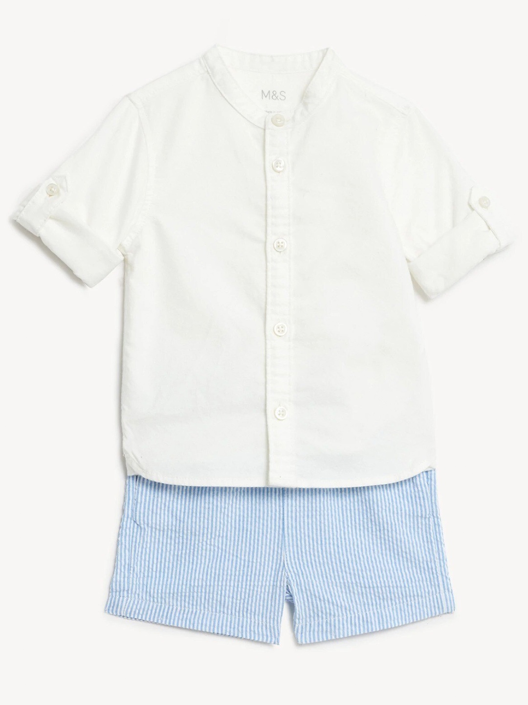 

Marks & Spencer Boys Shirt With Shorts Clothing Set, Blue