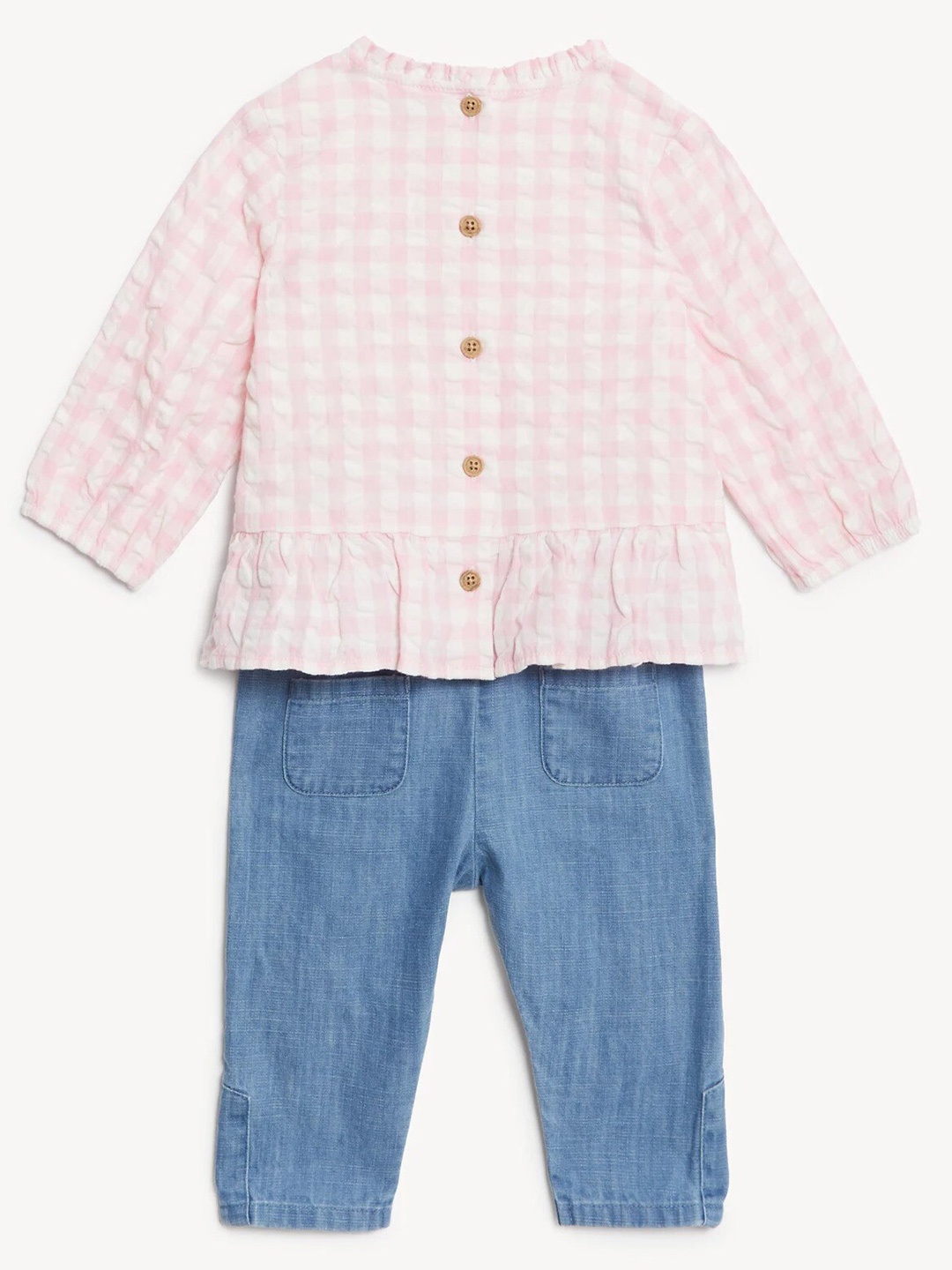 

Marks & Spencer Girls Checked Top With Trousers, Pink