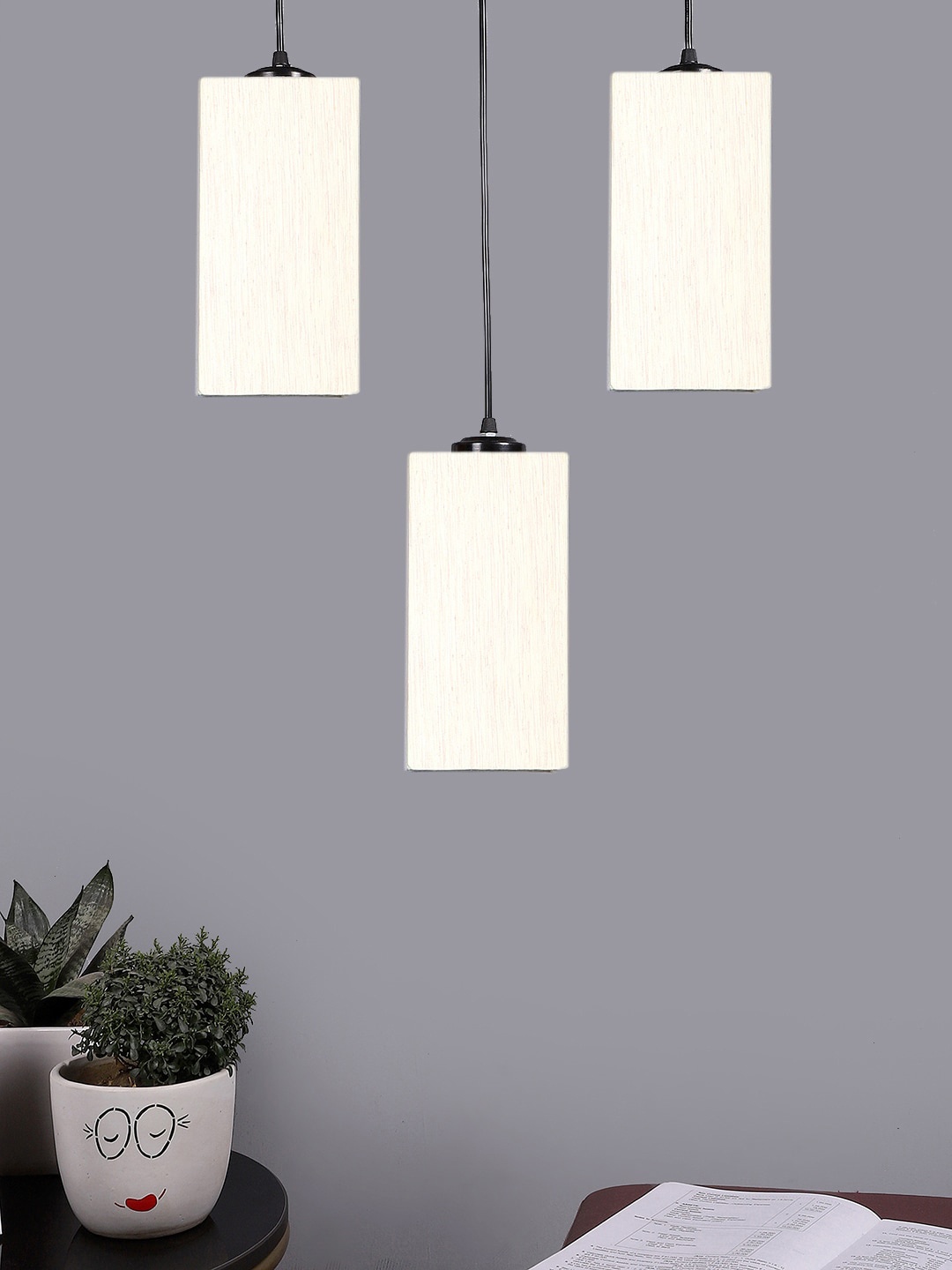 

Devansh Off-White & Black Cluster Square-Shaped Hanging Lamps & Cotton Shades