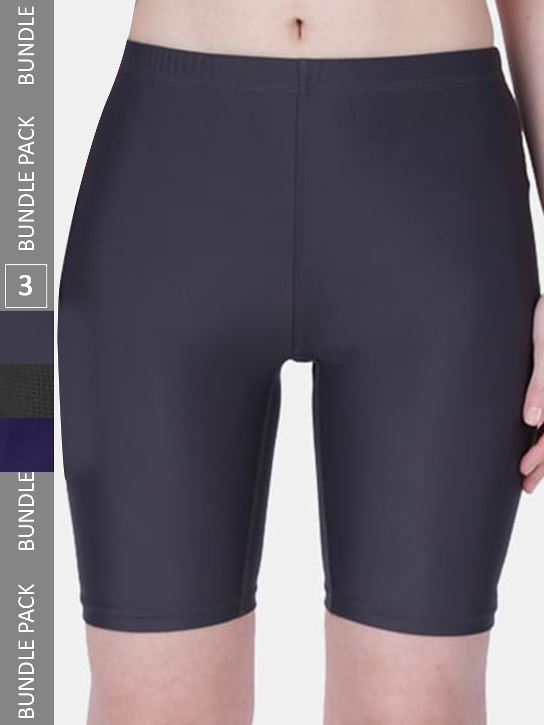 

FILMAX ORIGINALS Pack of 3 Black Skinny Fit High-Rise Cycling Shorts