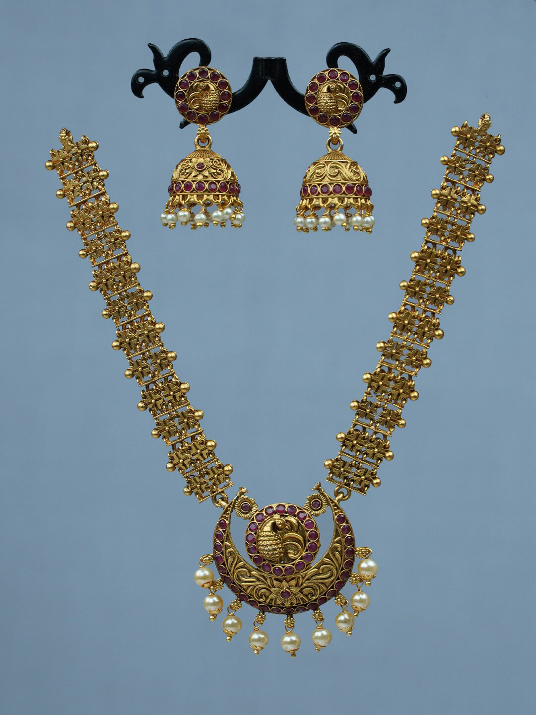

Diksha collection Gold-Plated Artificial Stone Jewellery Set