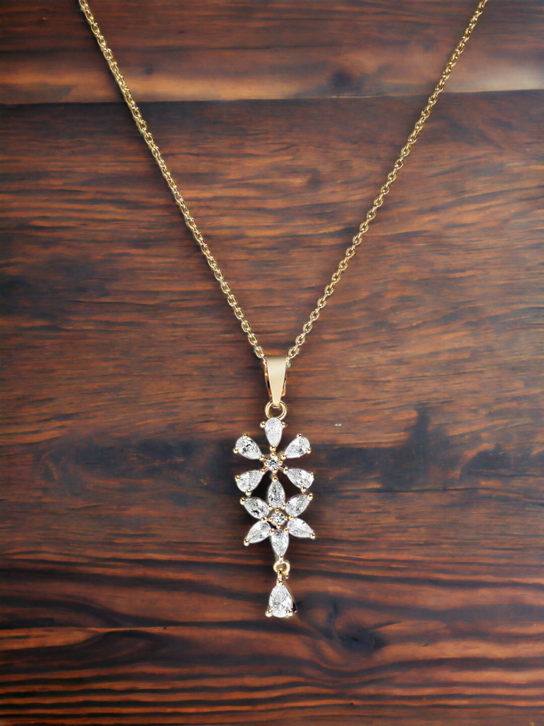 

DressBerry White Brass Gold-Plated Necklace
