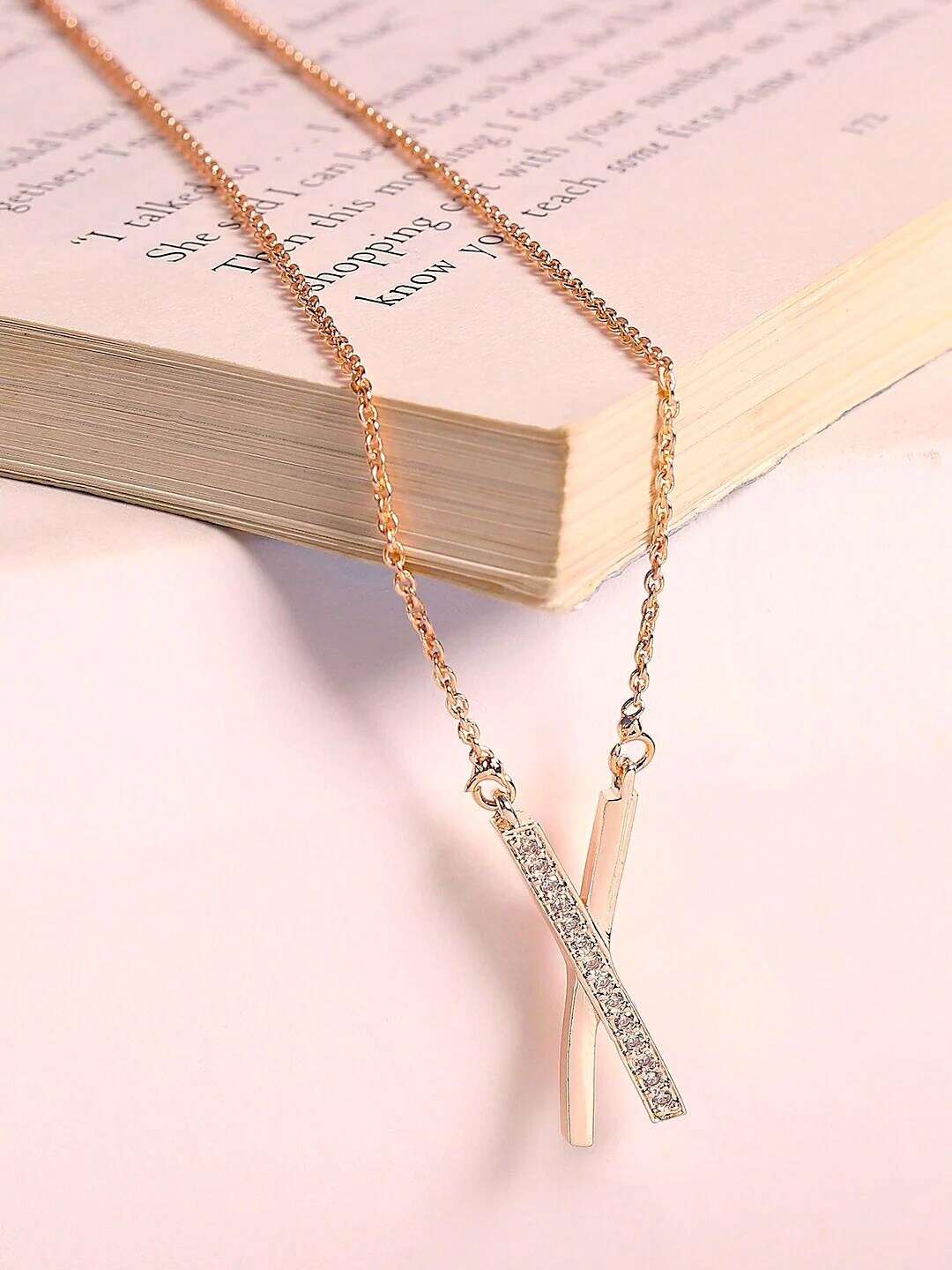 

DressBerry Rose Gold & White Brass Rose Gold-Plated Necklace