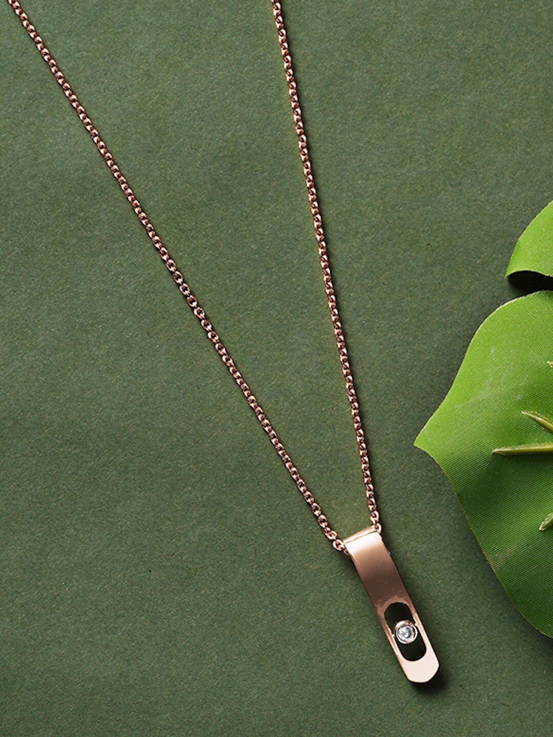 

DressBerry White Brass Rose Gold-Plated Necklace