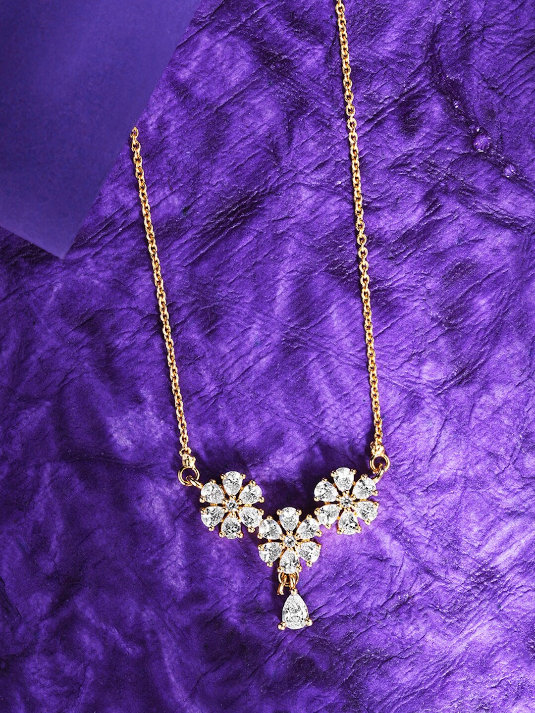 

DressBerry White Brass Gold-Plated Necklace