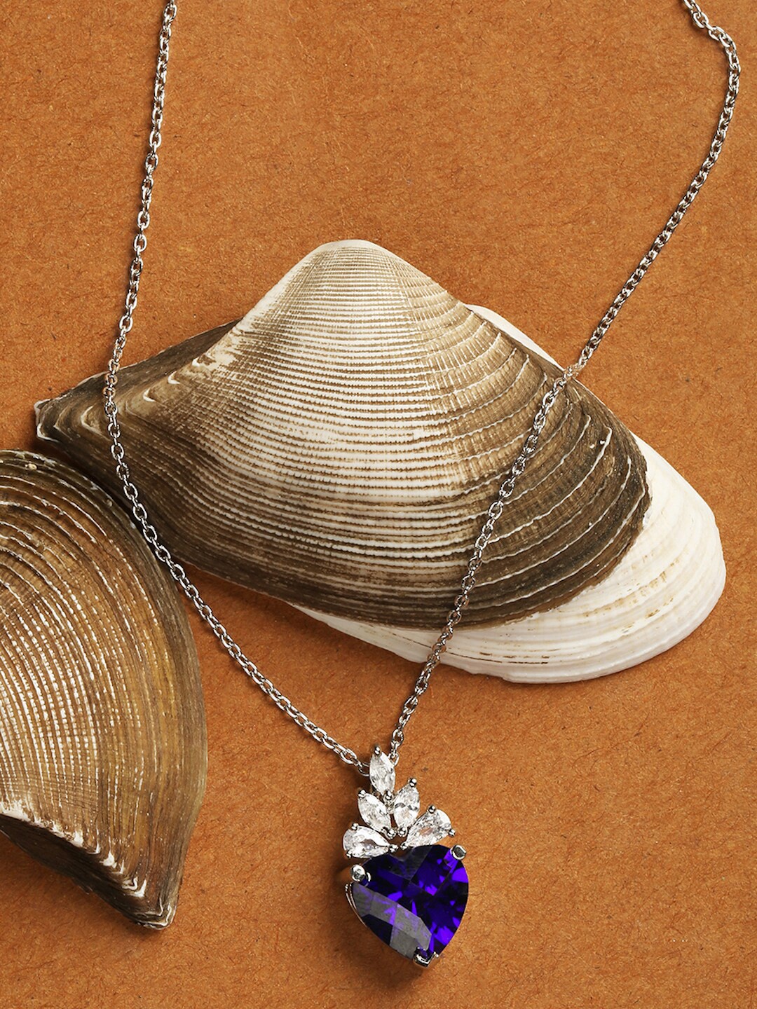 

DressBerry Silver-Toned & Purple Brass Silver-Plated Necklace