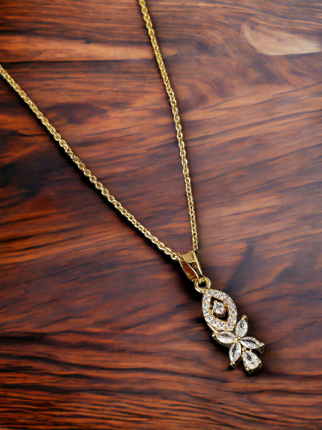 

DressBerry White Brass Gold-Plated Necklace