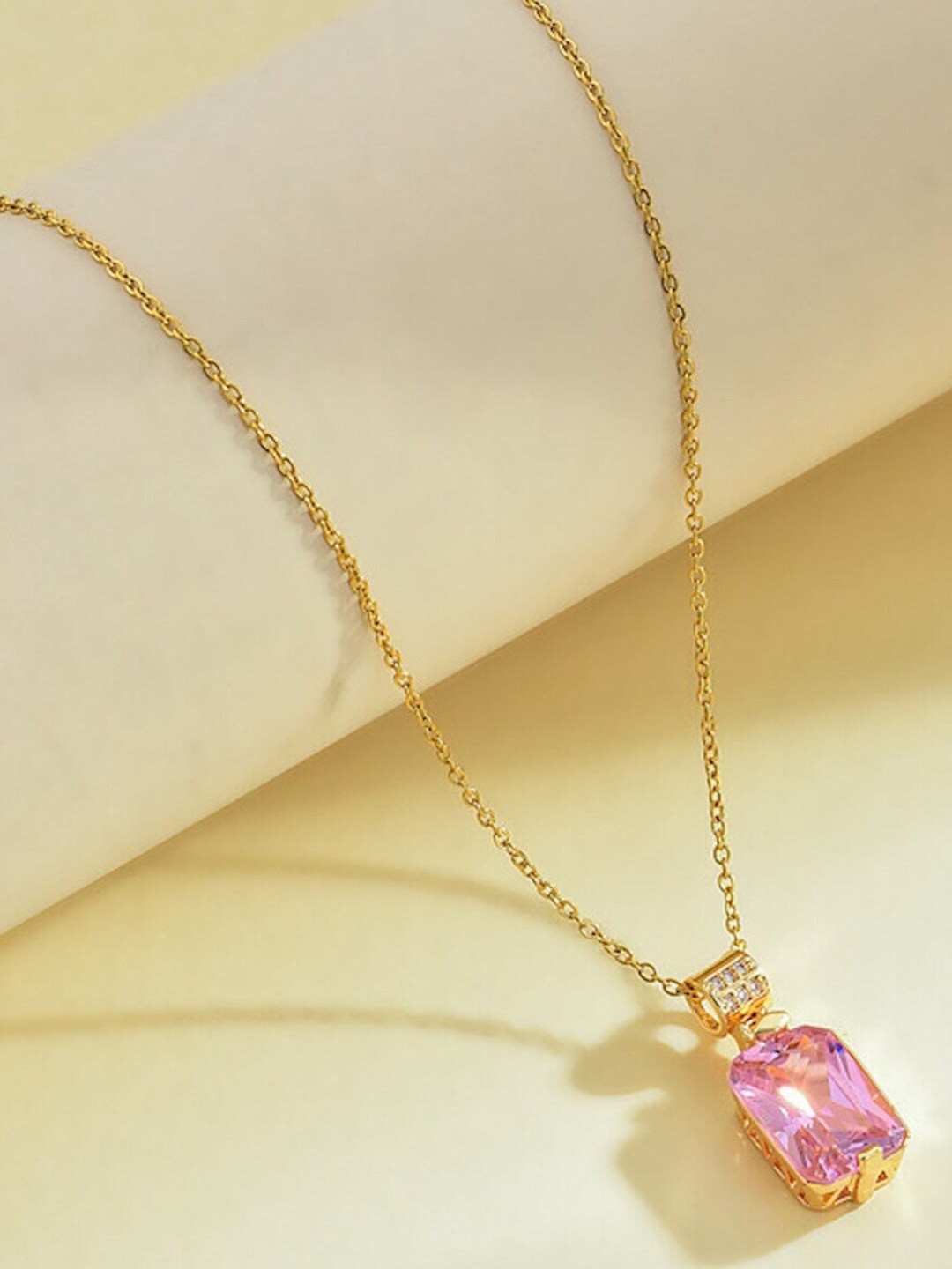 

DressBerry Pink Brass Gold-Plated Necklace