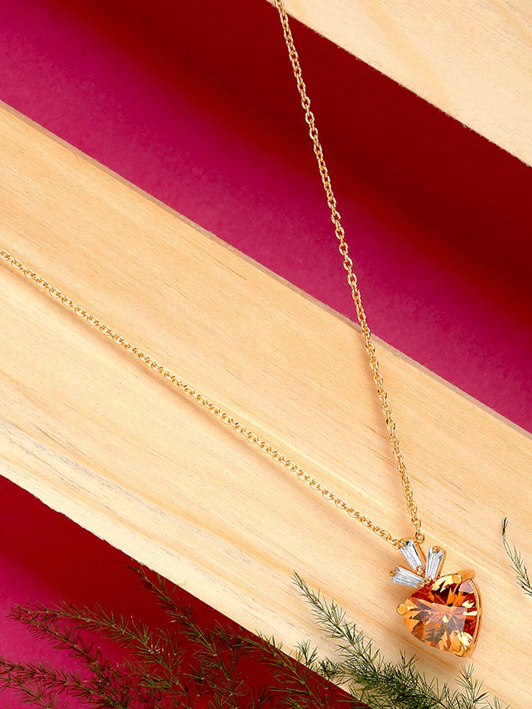 

DressBerry Orange Brass Gold-Plated Necklace