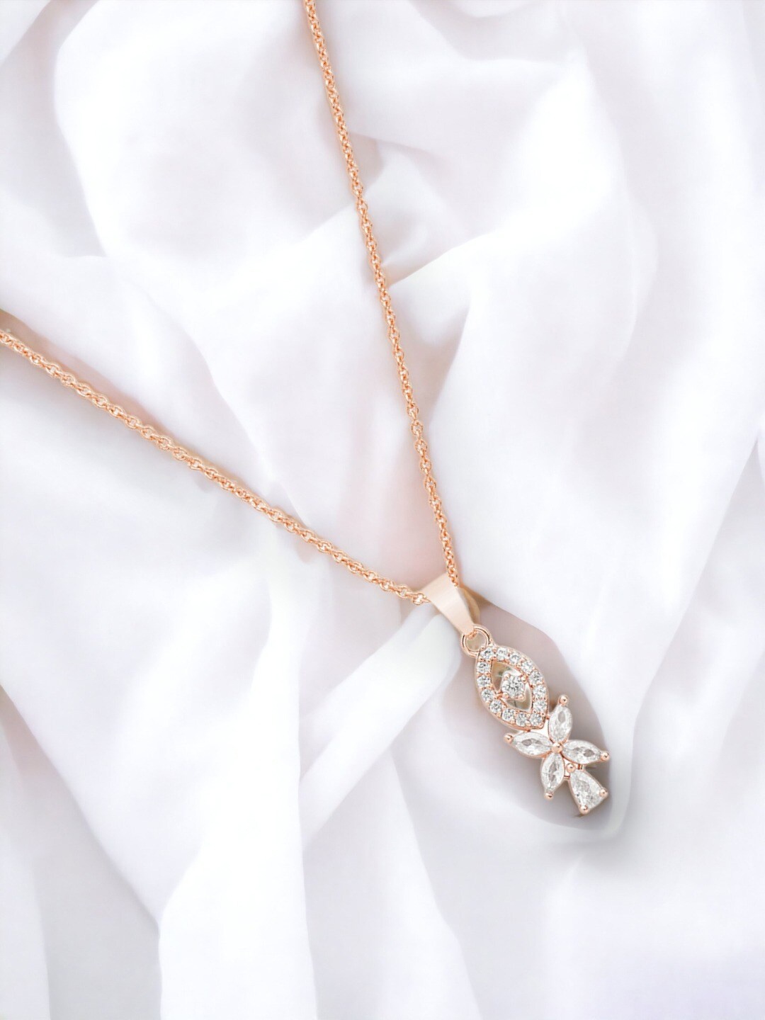 

DressBerry White Brass Rose Gold-Plated Necklace