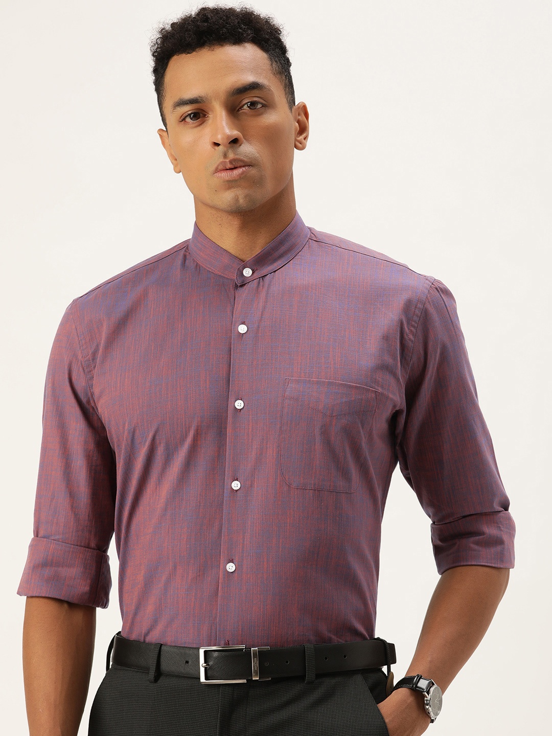 

Peter England Pure Cotton Purple Slim Fit Formal Shirt