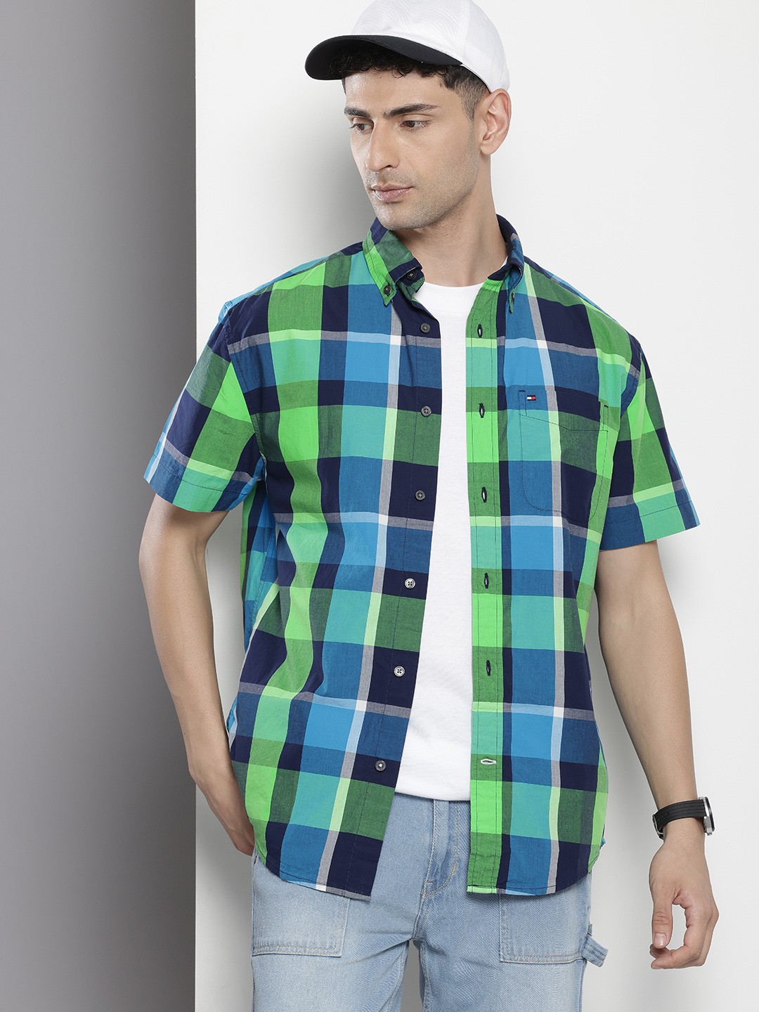

Tommy Hilfiger Classic Tartan Checked Opaque Pure Cotton Casual Shirt, Multi