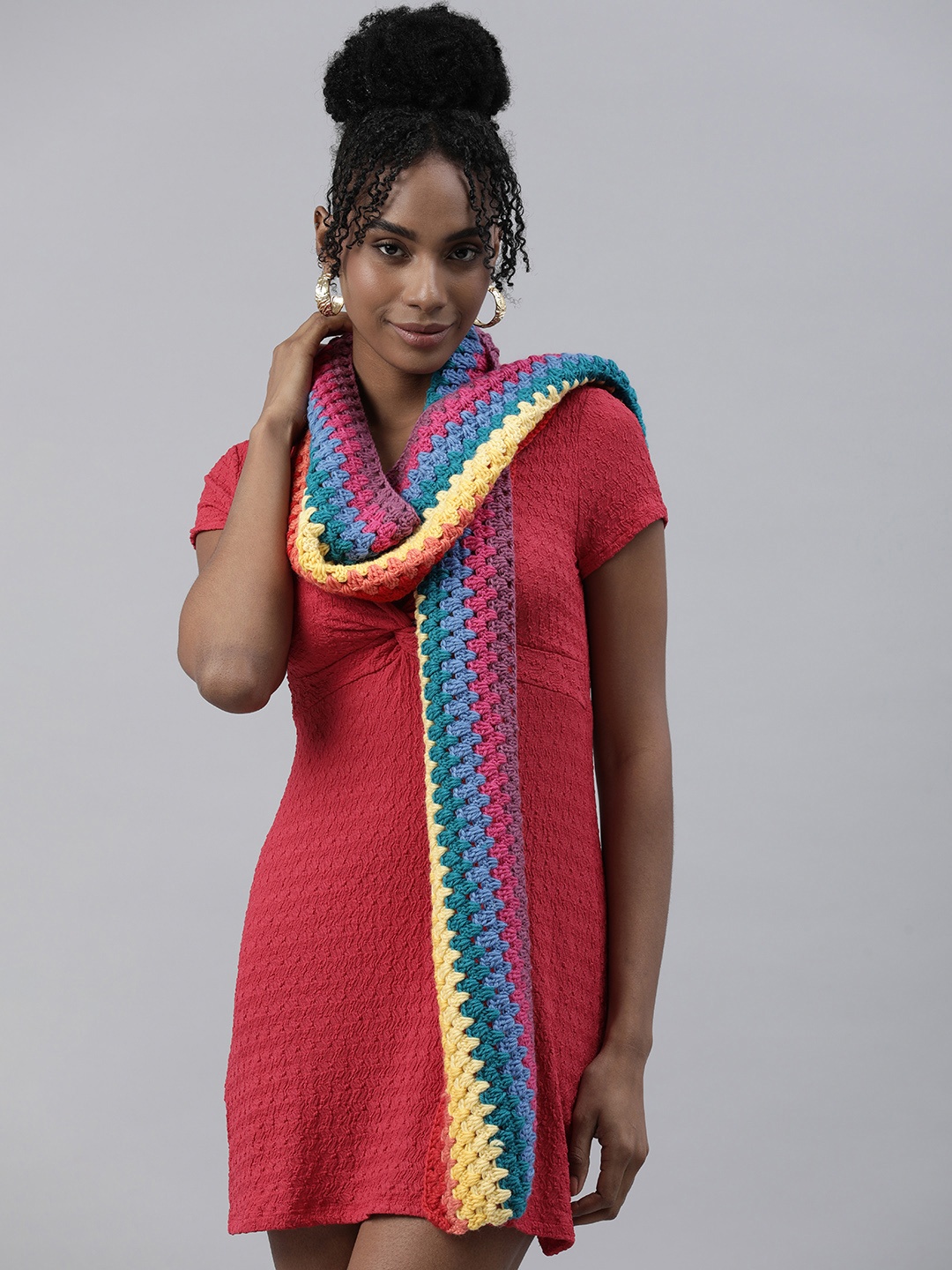 

Magic Needles Self Design Acrylic Scarf, Multi