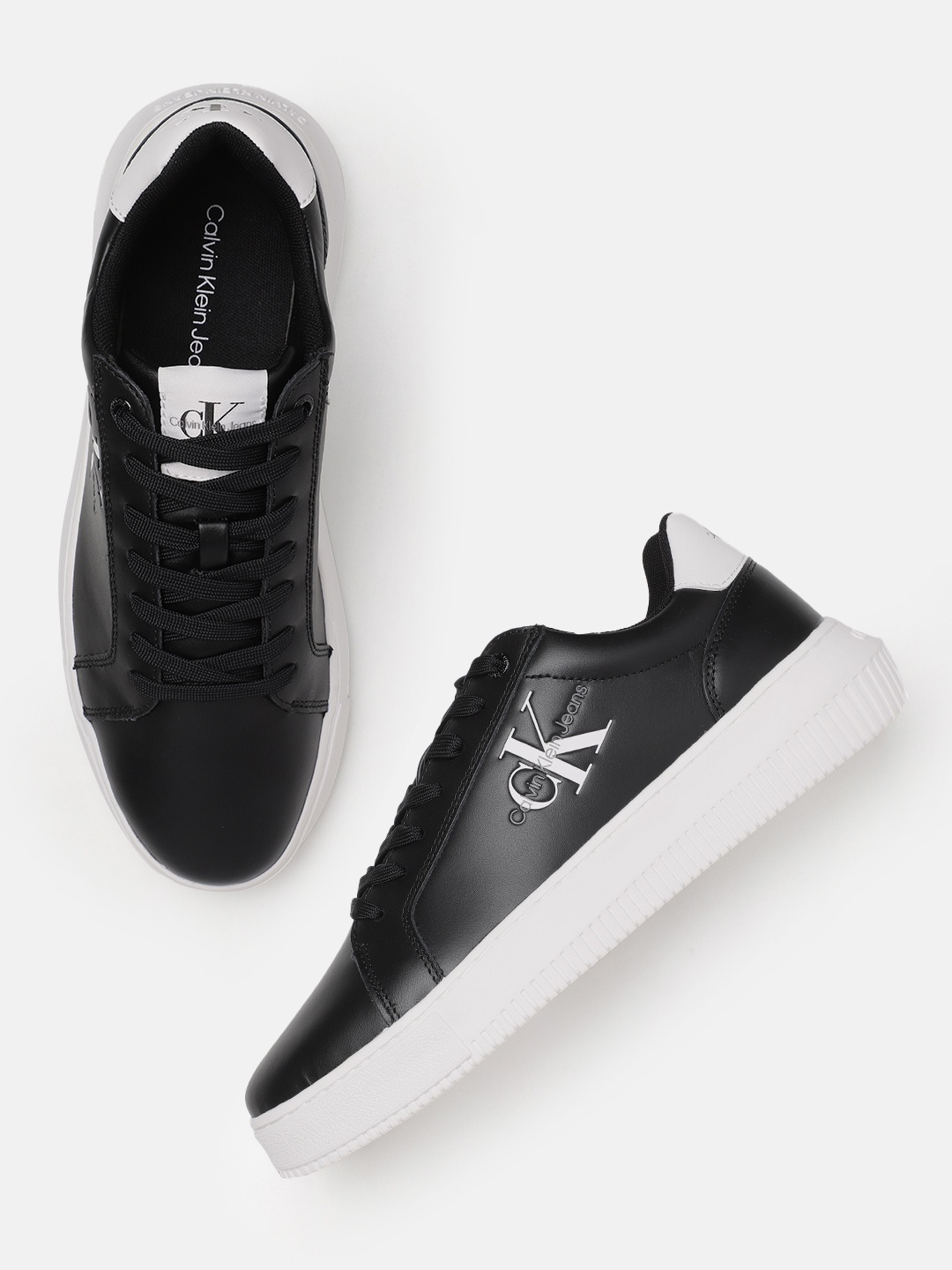 

Calvin Klein Men Leather Sneakers, Black