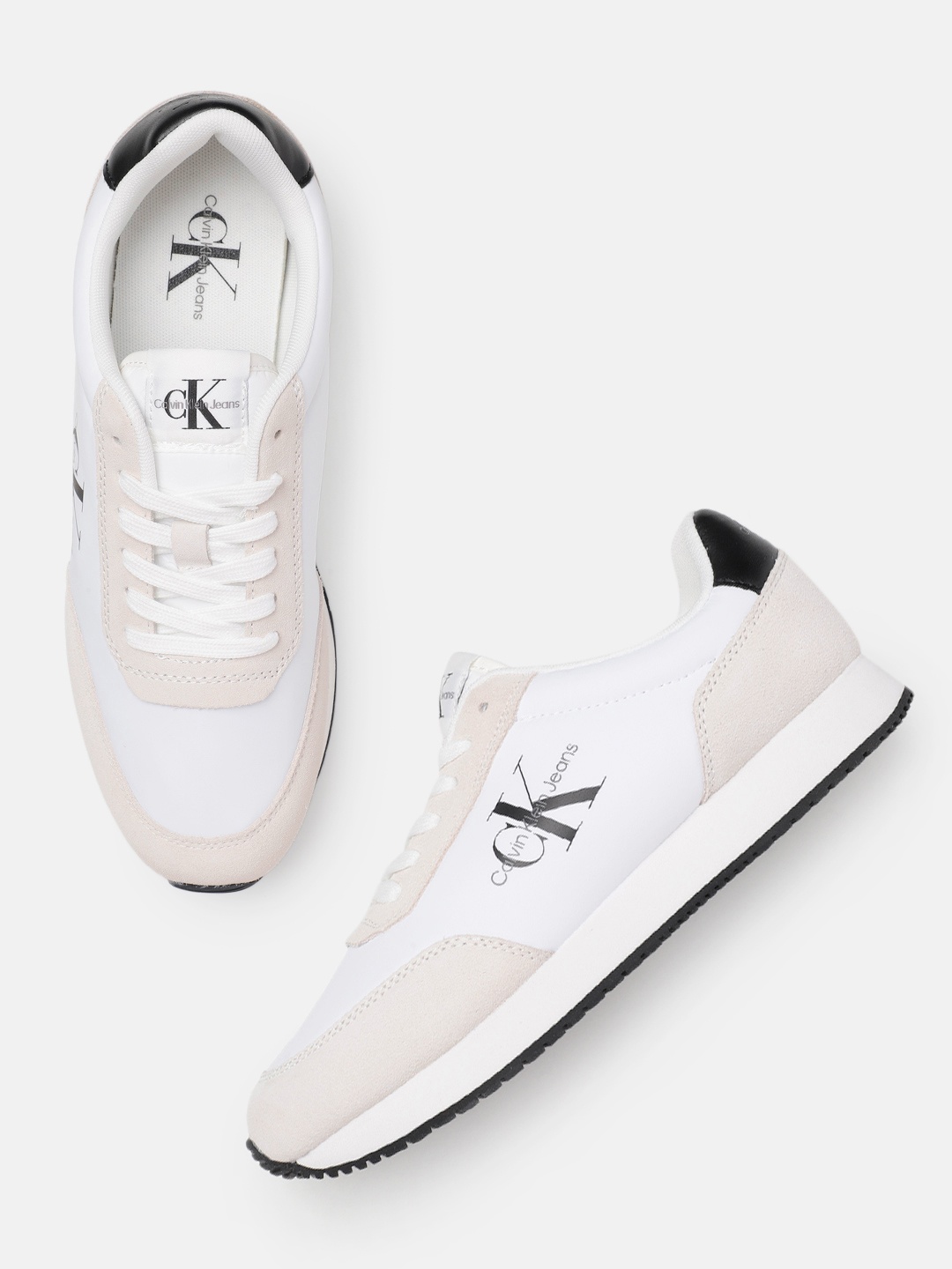 

Calvin Klein Men Retro Runner SU-NY Mono Brand Logo Printed Sneakers, White