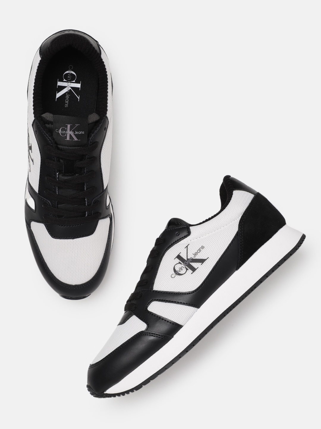 

Calvin Klein Men Colourblocked & Brand Logo Print Sneakers, Black