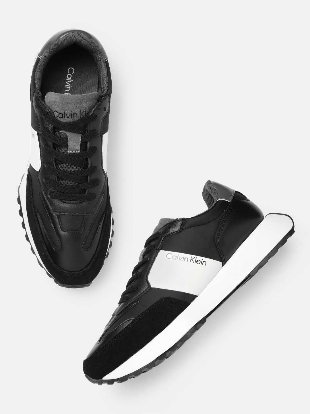 

Calvin Klein Men Leather Sneakers, Black