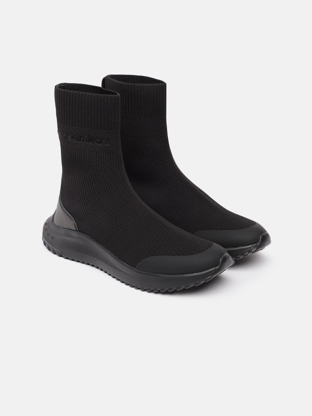 

Calvin Klein Men Knitted High-Top Regular Boots, Black