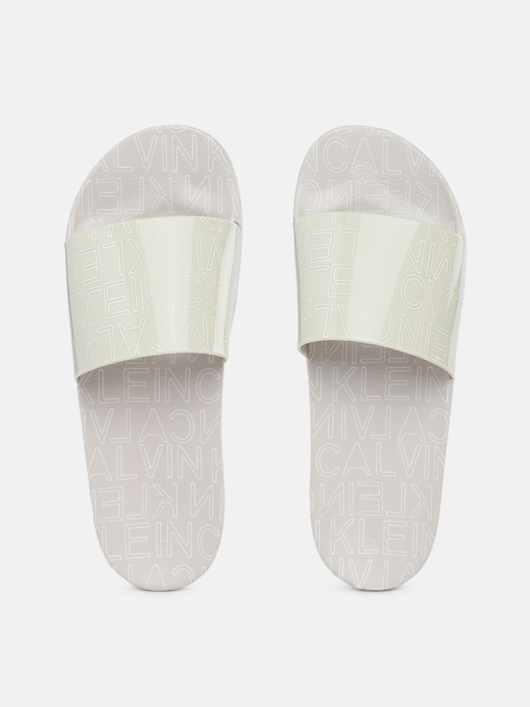 

Calvin Klein Men POOL SLIDE RUBBER Brand Logo Print Sliders, Beige