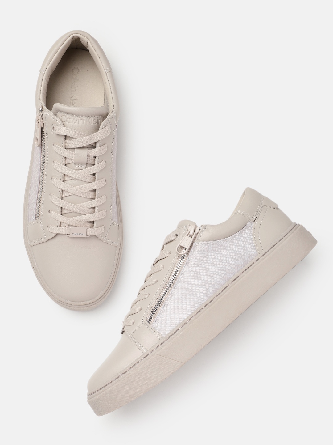 

Calvin Klein Men Leather Sneakers, Taupe