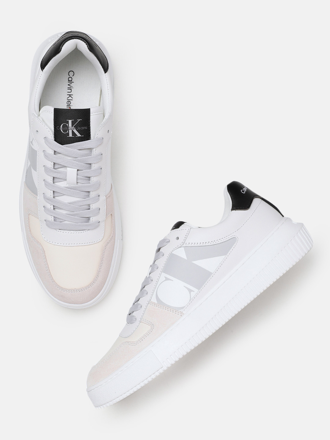 

Calvin Klein Men Leather Sneakers, Off white