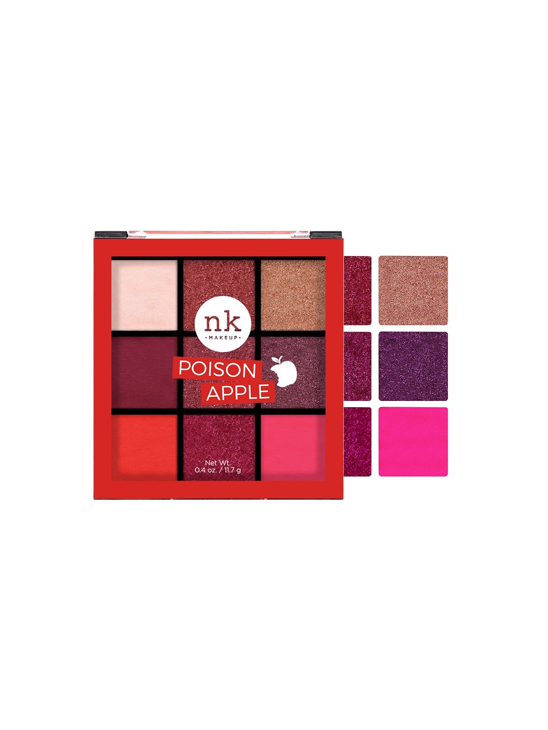 Nicka K Nine Color High-Pigmented Eyeshadow Palette - Poison Apple, Red