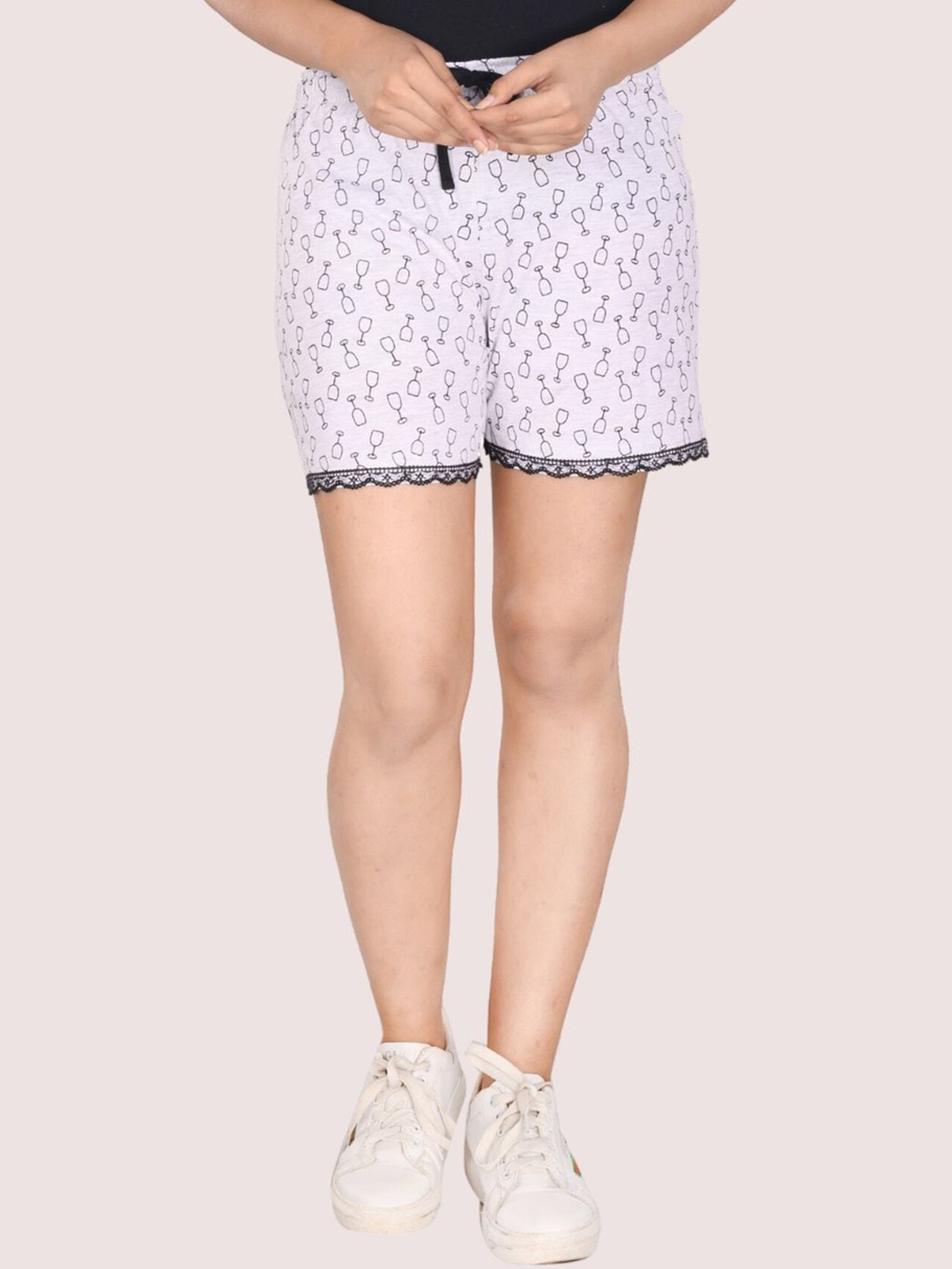 

StyleAOne Women Printed Cotton Shorts, Grey